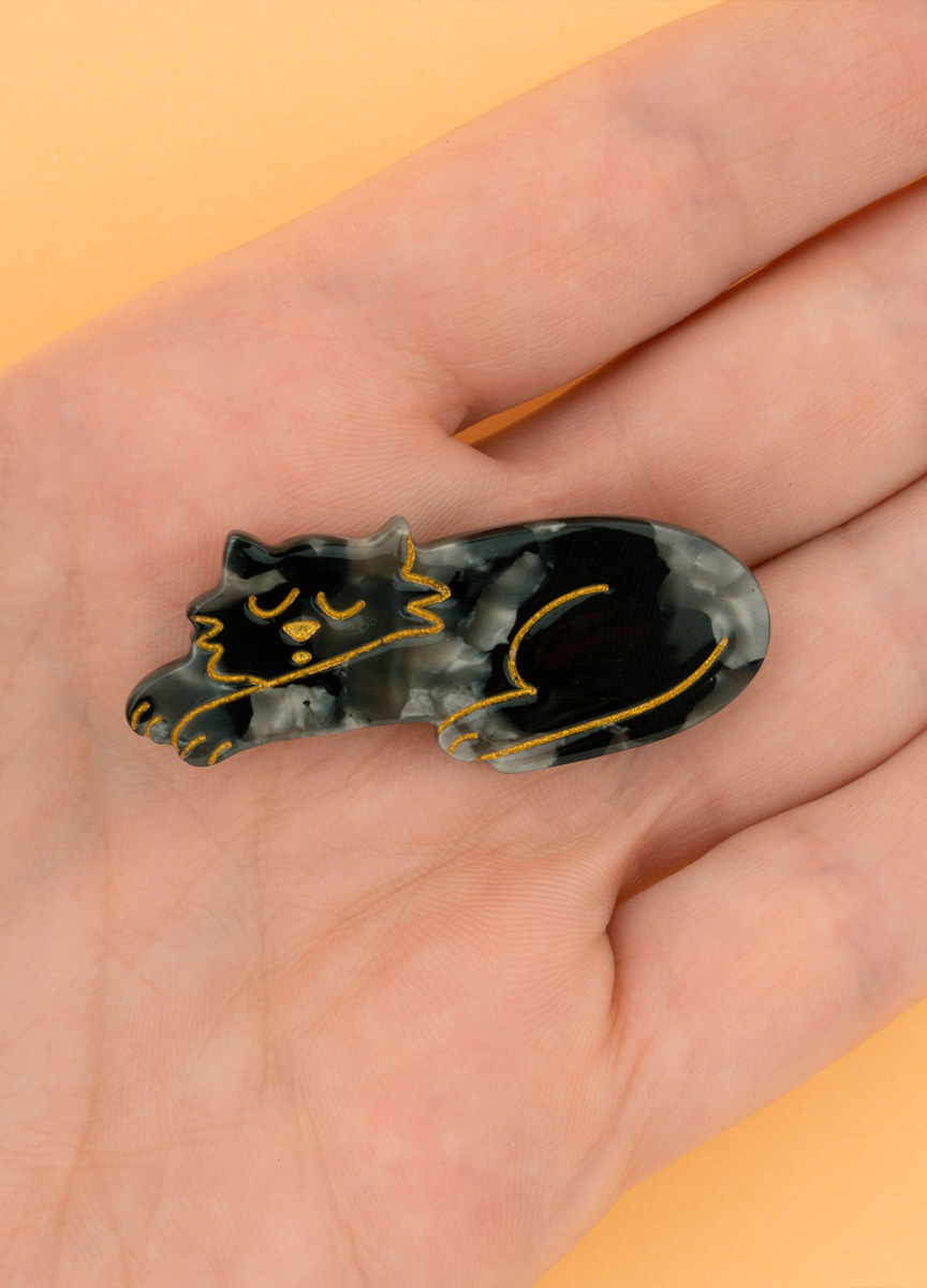 沉睡黑貓小髮夾